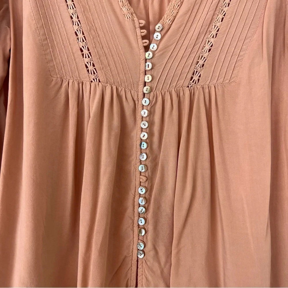 Sundance Crochet V Neck Long Sleeve Peasant Blouse Small Boho Cottagecore Beachy - Picture 3 of 5